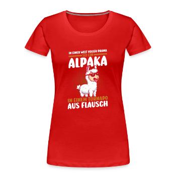 Alpaca - Women's Premium Organic T-Shirt - red - Front - Mia (176cm)