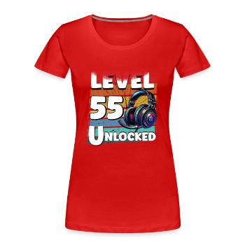 Gaming Birthday Level 55 Unlocked Gamer - Women's Premium Organic T-Shirt - red - Front - Mia (176cm)