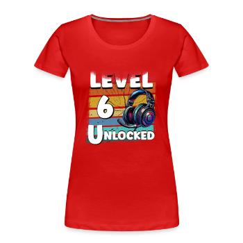 Gaming Birthday Level 6 Unlocked Gamer - Women's Premium Organic T-Shirt - red - Front - Mia (176cm)