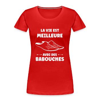 Hausschuhe Humor - Frauen Premium Bio T-Shirt - Rot - Vorne - Mia (176cm)