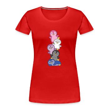 Genderfluid Flag Pride LGBTQ süße Pinguin - Frauen Premium Bio T-Shirt - Rot - Vorne - Mia (176cm)