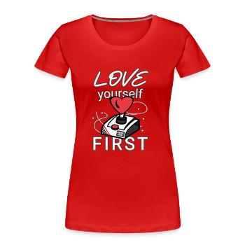 Les joueurs adorent - T-shirt bio Premium Femme - rouge - Devant - Mia (176cm)