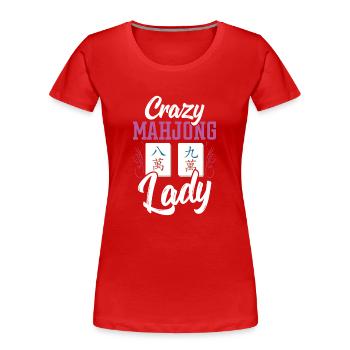 Gift for Mahjong Fans - Women's Premium Organic T-Shirt - red - Front - Mia (176cm)