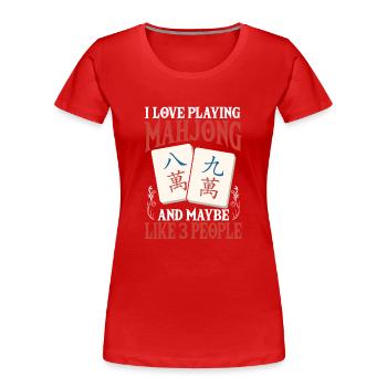 Gift for Mahjong Fans - Women's Premium Organic T-Shirt - red - Front - Mia (176cm)