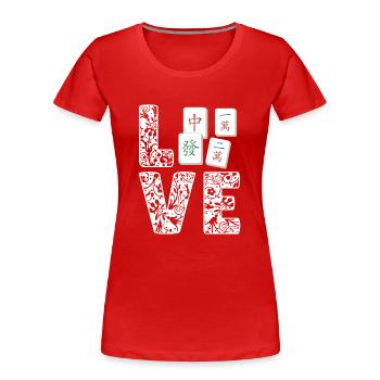 Gift for Mahjong Fans - Women's Premium Organic T-Shirt - red - Front - Mia (176cm)