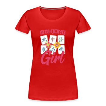 Gift for Mahjong Fans - Women's Premium Organic T-Shirt - red - Front - Mia (176cm)