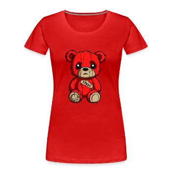 Une peluche ours un peu triste - T-shirt bio Premium Femme - rouge - Devant - Mia (176cm)