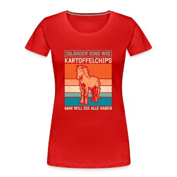 Islandpferd Isländer Isi Islandpony Geschenk - Frauen Premium Bio T-Shirt - Rot - Vorne - Mia (176cm)