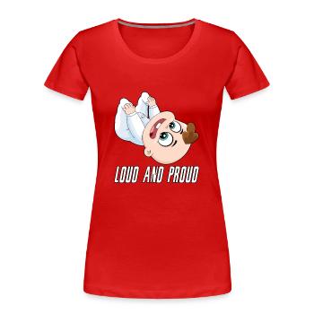 Forte Et Fière Grossesse Mère Enfant Parents - T-shirt bio Premium Femme - rouge - Devant - Mia (176cm)
