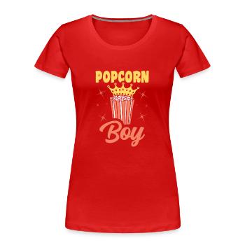 Popcorn Boy drôle Popped Corn cadeau - T-shirt bio Premium Femme - rouge - Devant - Mia (176cm)