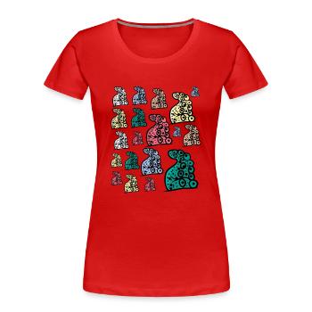 Meeresfan - Oktopus bunt - Tentakel - Packung - Frauen Premium Bio T-Shirt - Rot - Vorne - Mia (176cm)