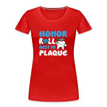 T-shirt Zum Abschlusstag Des Zahnmedizinstudenten - Frauen Premium Bio T-Shirt - Rot - Vorne - Mia (176cm)