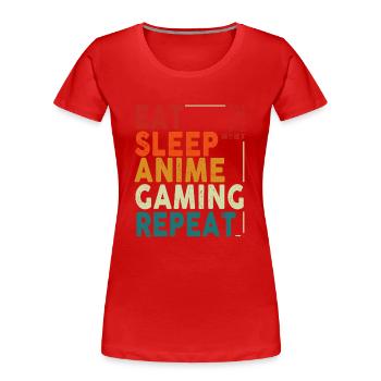 Eat Sleep Anime Gaming Repeat Otaku Gamer Japanisch - Frauen Premium Bio T-Shirt - Rot - Vorne - Mia (176cm)