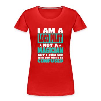 Lok-Pilot - Frauen Premium Bio T-Shirt - Rot - Vorne - Mia (176cm)