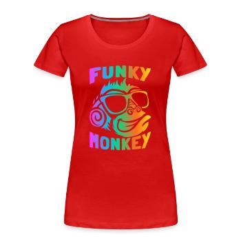 Drôle de singe - T-shirt bio Premium Femme - rouge - Devant - Mia (176cm)
