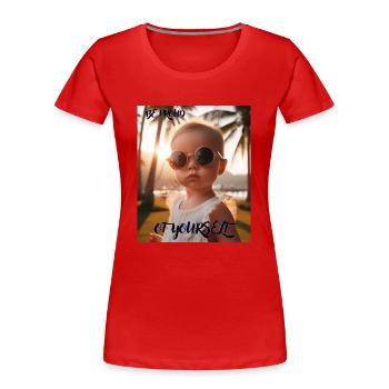 BE PROUD OF YOURSELF - SOIT FIER(E) DE TOI - T-shirt bio Premium Femme - rouge - Devant - Mia (176cm)