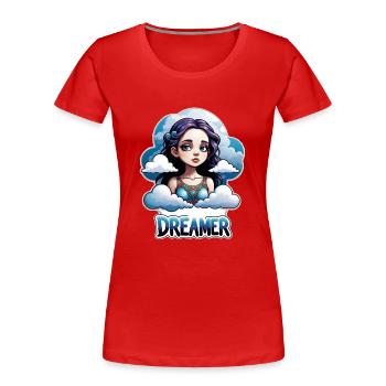 rêver - rêveur - rêveuse - rêve - rêverie - T-shirt bio Premium Femme - rouge - Devant - Mia (176cm)
