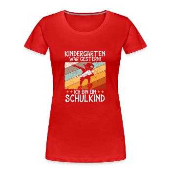 Je suis un écolier Elias Inscription - T-shirt bio Premium Femme - rouge - Devant - Mia (176cm)