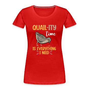 Oiseau de caille - T-shirt bio Premium Femme - rouge - Devant - Mia (176cm)
