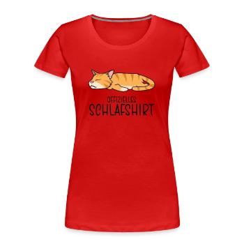 Offizielles Schlafshirt Katze Schlafanzug Kätzchen - Frauen Premium Bio T-Shirt - Rot - Vorne - Mia (176cm)
