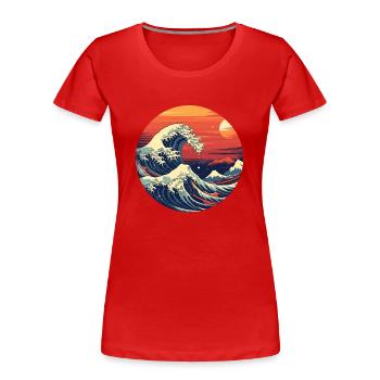 Große Welle The Great Wave Kanagawa - Frauen Premium Bio T-Shirt - Rot - Vorne - Mia (176cm)