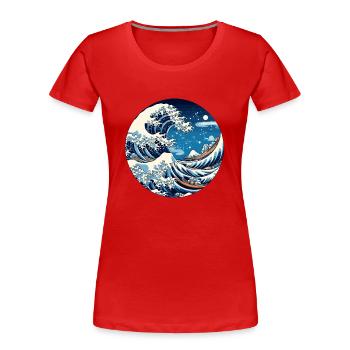 Große Welle The Great Wave Kanagawa - Frauen Premium Bio T-Shirt - Rot - Vorne - Mia (176cm)