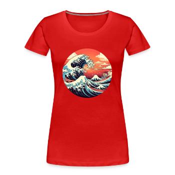 Große Welle The Great Wave Kanagawa - Frauen Premium Bio T-Shirt - Rot - Vorne - Mia (176cm)