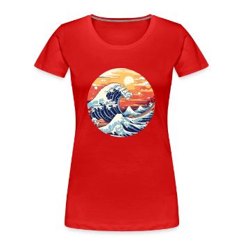 Große Welle The Great Wave Kanagawa - Frauen Premium Bio T-Shirt - Rot - Vorne - Mia (176cm)