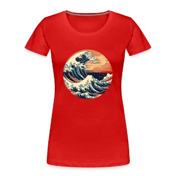Große Welle The Great Wave Kanagawa - Frauen Premium Bio T-Shirt - Rot - Vorne - Mia (176cm)