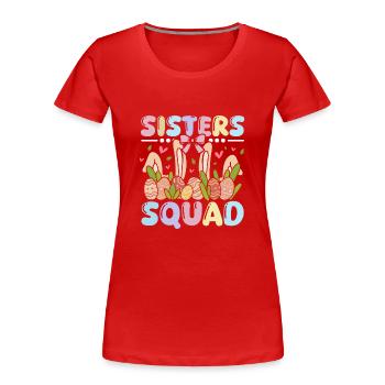 Lapins de Pâques sœurs Bunny squad - T-shirt bio Premium Femme - rouge - Devant - Mia (176cm)
