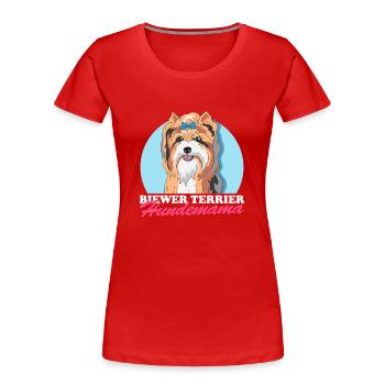 Biewer Terrier chien maman chien propriétaire cadeau - T-shirt bio Premium Femme - rouge - Devant - Mia (176cm)