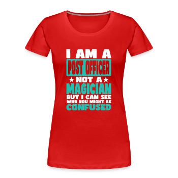 Agent des postes - T-shirt bio Premium Femme - rouge - Devant - Mia (176cm)
