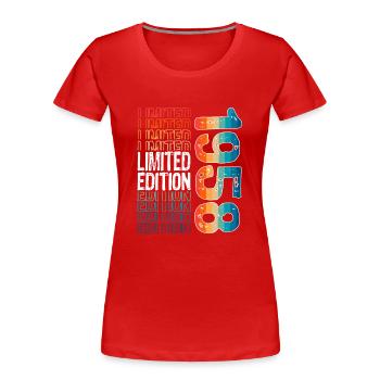 Limited Edition Since 1958 Birthday Vintage 1958 - Women's Premium Organic T-Shirt - red - Front - Mia (176cm)