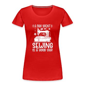 Sewing Seamstress Sewing Machine - Women's Premium Organic T-Shirt - red - Front - Mia (176cm)
