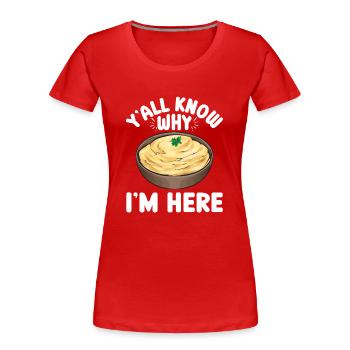 Purée de pommes de terre Purée de pommes de terre - T-shirt bio Premium Femme - rouge - Devant - Mia (176cm)