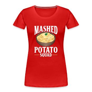 Purée de pommes de terre Purée de pommes de terre - T-shirt bio Premium Femme - rouge - Devant - Mia (176cm)