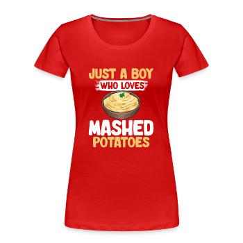 Purée de pommes de terre Purée de pommes de terre - T-shirt bio Premium Femme - rouge - Devant - Mia (176cm)