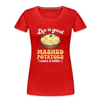 Purée de pommes de terre Purée de pommes de terre - T-shirt bio Premium Femme - rouge - Devant - Mia (176cm)