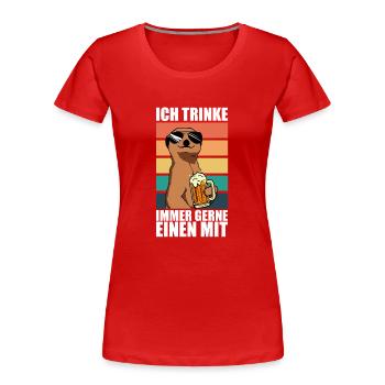 Je bois de la bière Buveur de bière Amateur de bière Boire de la bière - T-shirt bio Premium Femme - rouge - Devant - Mia (176cm)