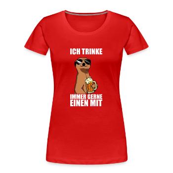 Je bois de la bière Buveur de bière Amateur de bière Boire de la bière - T-shirt bio Premium Femme - rouge - Devant - Mia (176cm)