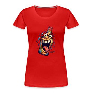 Witziges Gesicht - Party Flasche in Feierlaune - Frauen Premium Bio T-Shirt - Rot - Vorne - Mia (176cm)