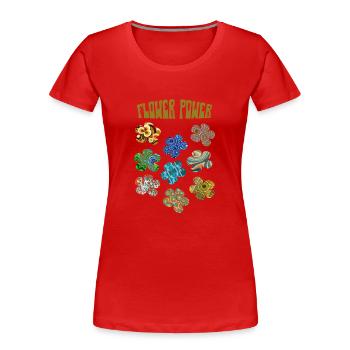 Flower-Power-Retro-Muster - Frauen Premium Bio T-Shirt - Rot - Vorne - Mia (176cm)