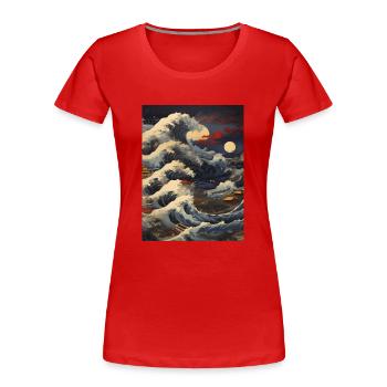 Japanische Kunst Illustration Malerei - Frauen Premium Bio T-Shirt - Rot - Vorne - Mia (176cm)