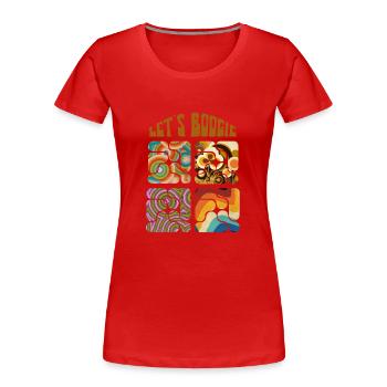 Let's Boogie Retro Muster - Frauen Premium Bio T-Shirt - Rot - Vorne - Mia (176cm)