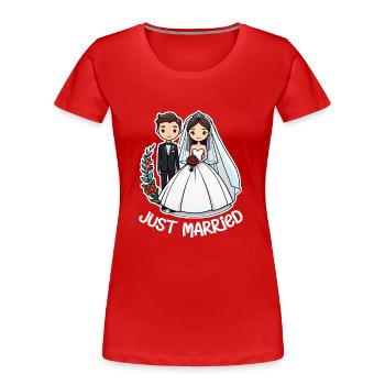 Just Married - Zur Hochzeit - Frauen Premium Bio T-Shirt - Rot - Vorne - Mia (176cm)