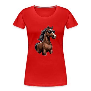 Pferd mit Sonnenbrille in Comicstyle - Frauen Premium Bio T-Shirt - Rot - Vorne - Mia (176cm)