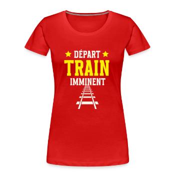Train et Rail Départ Imminent - T-shirt bio Premium Femme - rouge - Devant - Mia (176cm)