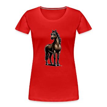 Pferd mit Sonnenbrille in Comicstyle - Frauen Premium Bio T-Shirt - Rot - Vorne - Mia (176cm)