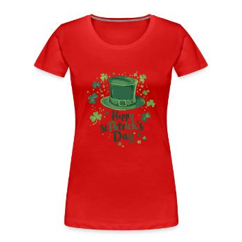 Chapeau haut de forme émeraude - T-shirt bio Premium Femme - rouge - Devant - Mia (176cm)
