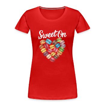 Amateurs de macarons Macarons français - T-shirt bio Premium Femme - rouge - Devant - Mia (176cm)